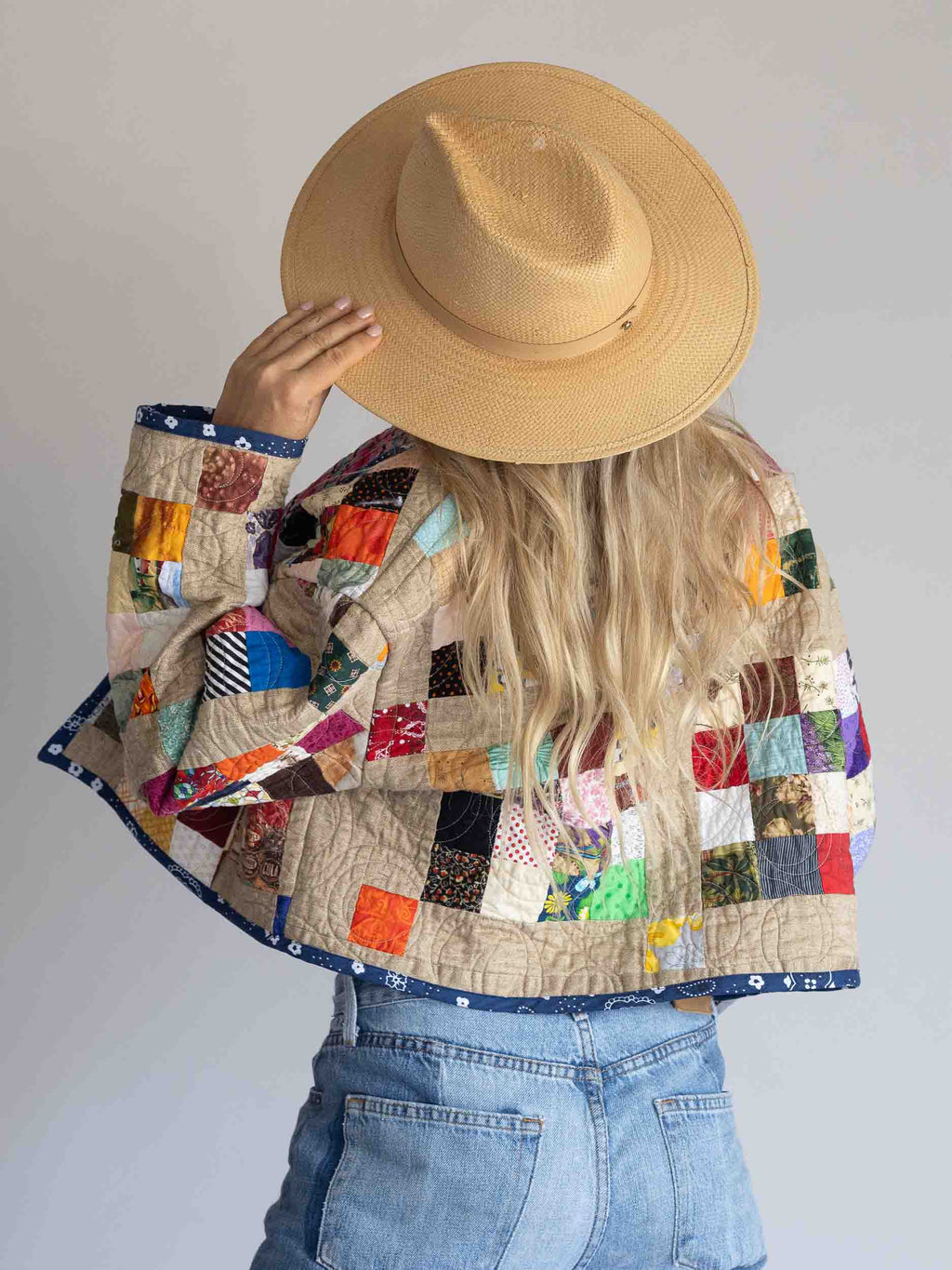 Crop Bandana Trim Quilt Coat