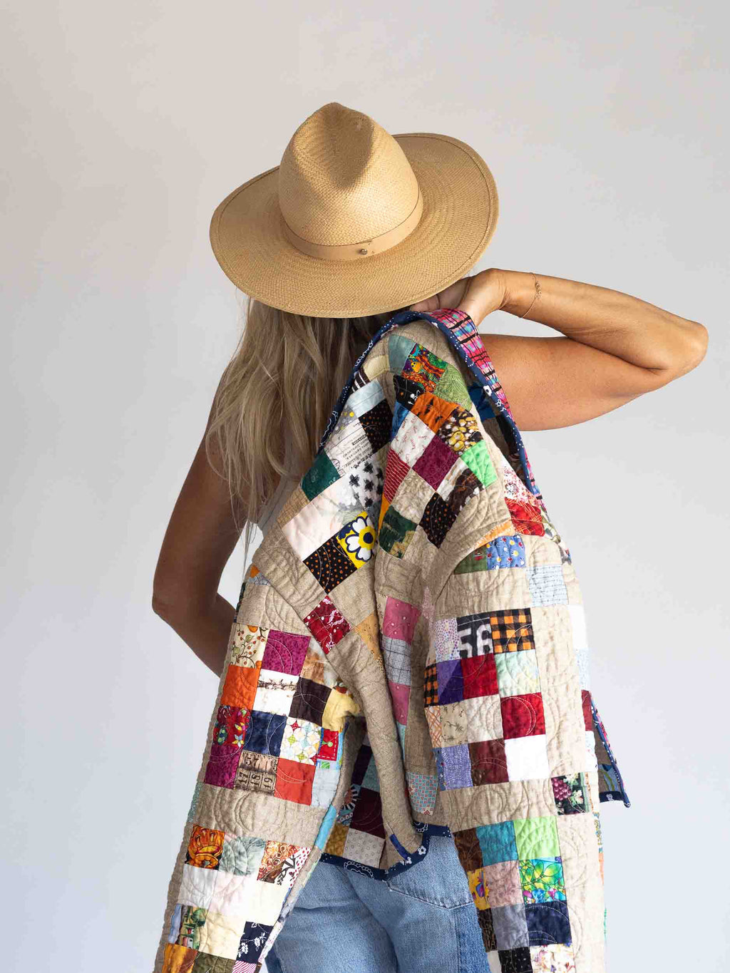 Crop Bandana Trim Quilt Coat