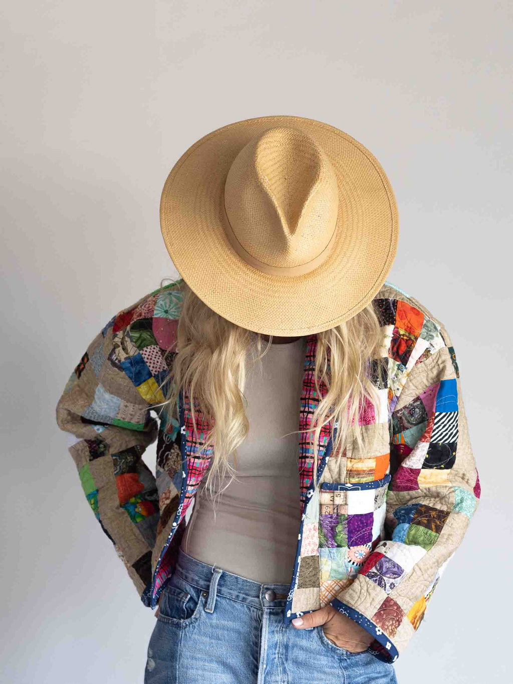 Crop Bandana Trim Quilt Coat