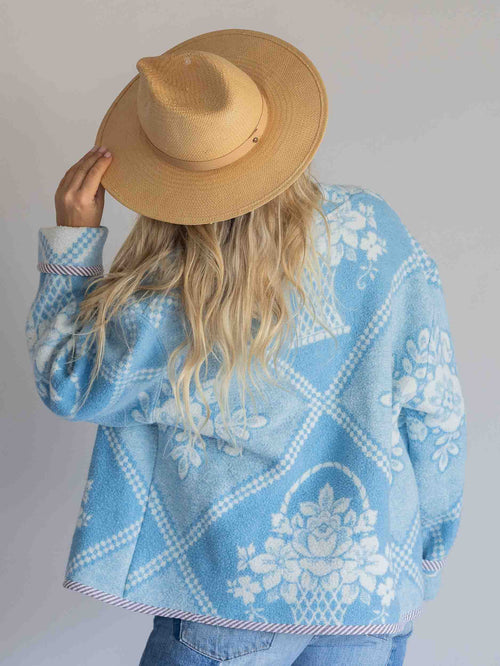 Blue Basket Wool Blanket Coat
